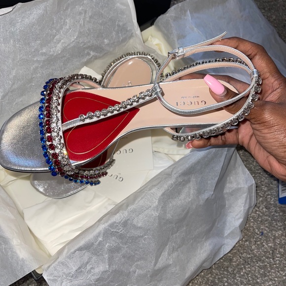 Gucci Crystal Leather Sandals - Picture 5 of 5